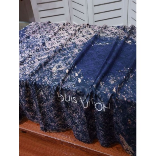 Replica Louis Vuitton Giant Pop Monogram Cashmere Scarf Blue