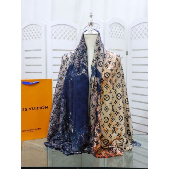 Replica Louis Vuitton Giant Pop Monogram Cashmere Scarf Blue