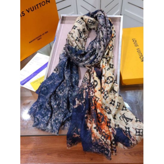 Replica Louis Vuitton Giant Pop Monogram Cashmere Scarf Blue