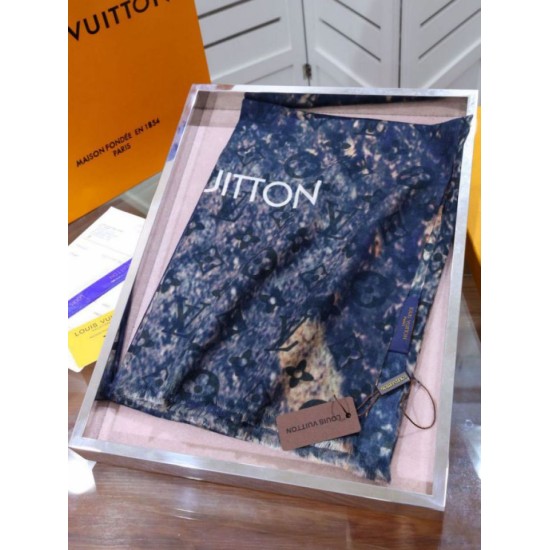 Replica Louis Vuitton Giant Pop Monogram Cashmere Scarf Blue