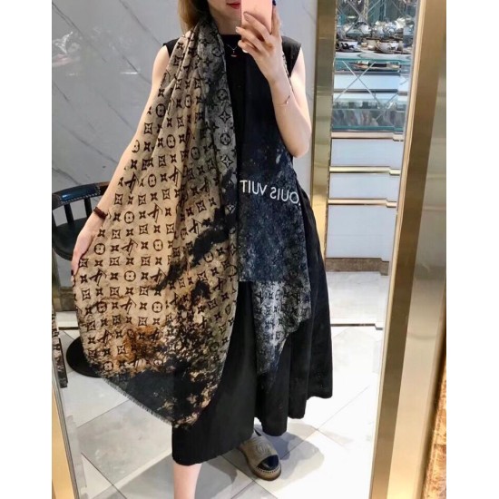 Replica Louis Vuitton Giant Pop Monogram Cashmere Scarf Blue