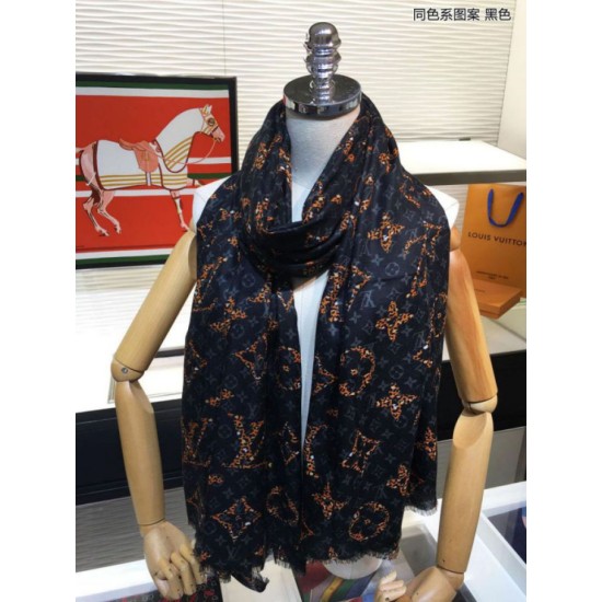 Fake Louis Vuitton Monogram Giant Jungle Shawl 110 x 200 Black Replica