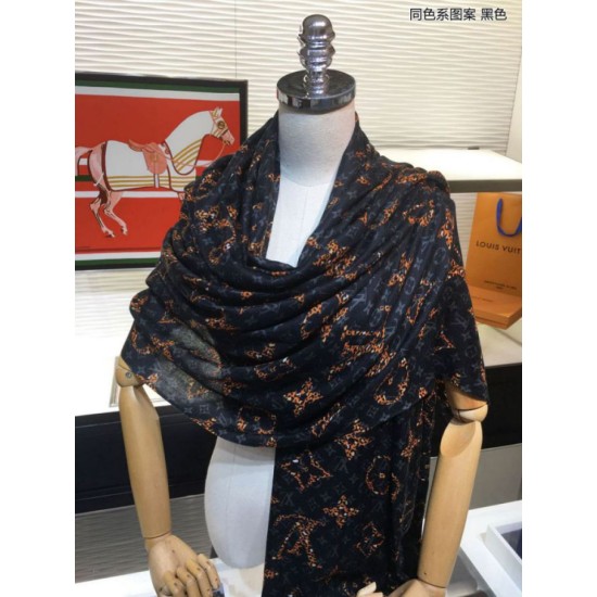 Fake Louis Vuitton Monogram Giant Jungle Shawl 110 x 200 Black Replica