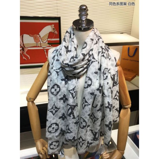 Replica Louis Vuitton Monogram Giant Jungle Shawl 110 x 200 White