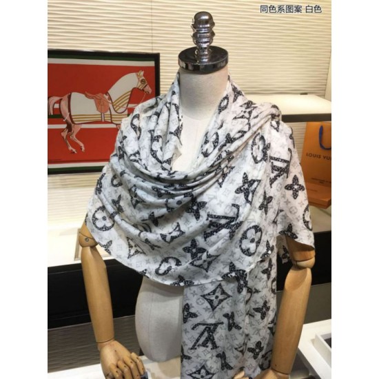 Replica Louis Vuitton Monogram Giant Jungle Shawl 110 x 200 White