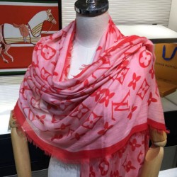 Replica Louis Vuitton Edge Pattern Monogram Cashmere Schawl Pink