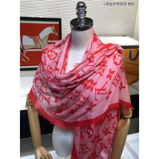 Replica Louis Vuitton Edge Pattern Monogram Cashmere Schawl Pink