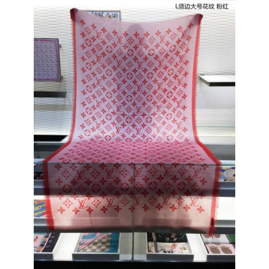 Replica Louis Vuitton Edge Pattern Monogram Cashmere Schawl Pink