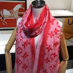 Replica Louis Vuitton Edge Pattern Monogram Cashmere Schawl Pink