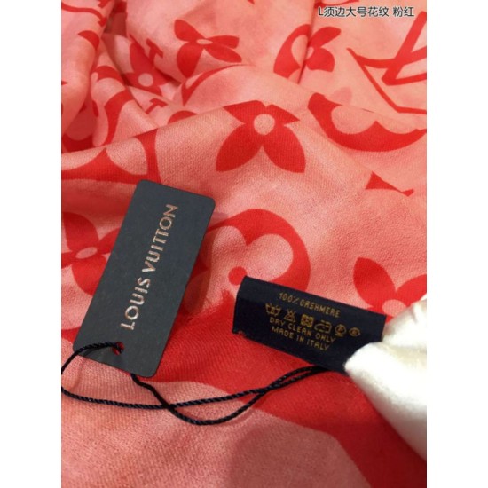 Replica Louis Vuitton Edge Pattern Monogram Cashmere Schawl Pink
