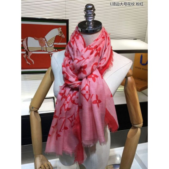 Replica Louis Vuitton Edge Pattern Monogram Cashmere Schawl Pink