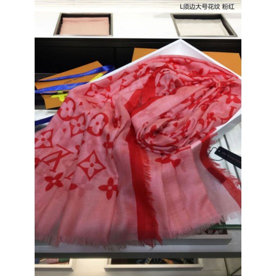 Replica Louis Vuitton Edge Pattern Monogram Cashmere Schawl Pink
