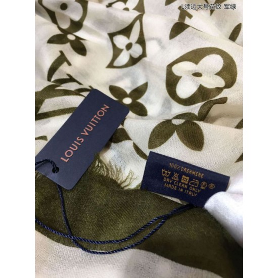 Replica Louis Vuitton Edge Pattern Monogram Cashmere Schawl Beige