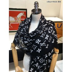 Replica Louis Vuitton Edge Pattern Monogram Cashmere Schawl Black