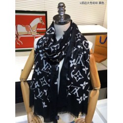 Replica Louis Vuitton Edge Pattern Monogram Cashmere Schawl Black