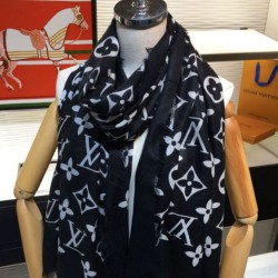 Replica Louis Vuitton Edge Pattern Monogram Cashmere Schawl Black