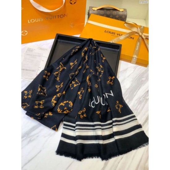Replica Louis Vuitton Giant Jungle Stole Monogram Schawl 100 x 200 Black