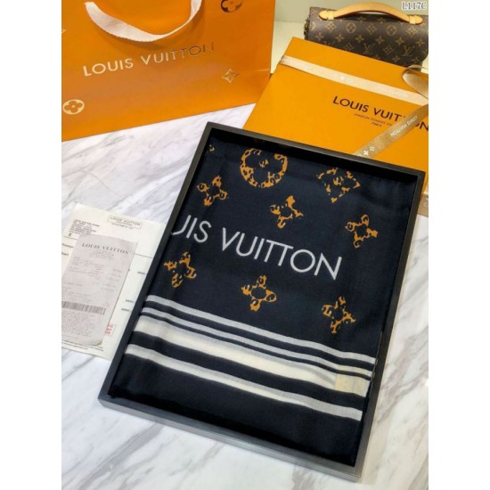 Replica Louis Vuitton Giant Jungle Stole Monogram Schawl 100 x 200 Black