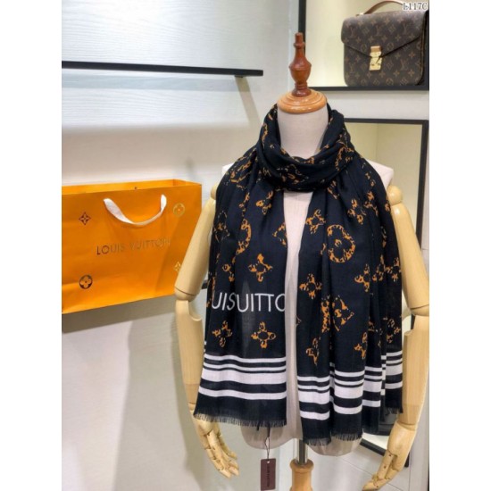 Replica Louis Vuitton Giant Jungle Stole Monogram Schawl 100 x 200 Black