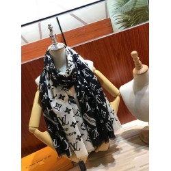 Replica Louis Vuitton Monogram Supreme Cashmere Silk Schawl Black /White