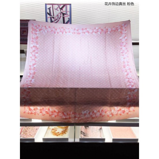 Replica Louis Vuitton Classic Monogram Silk Shawl Pink 140