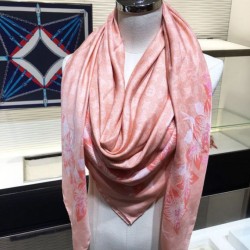 Replica Louis Vuitton Classic Monogram Silk Shawl Pink 140