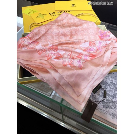 Replica Louis Vuitton Classic Monogram Silk Shawl Pink 140