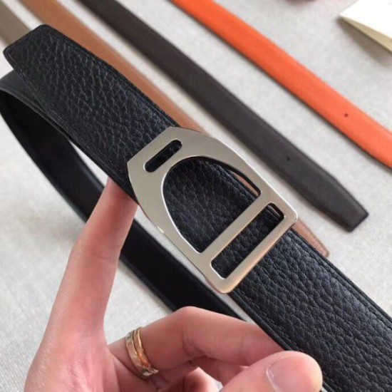 Replica Hermes Etrier Buckle Belt Black Clemence 32 MM Strap