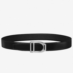 Replica Hermes Etrier Buckle Belt Black Clemence 32 MM Strap