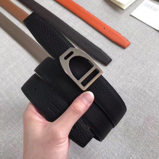 Replica Hermes Etrier Buckle Belt Black Clemence 32 MM Strap