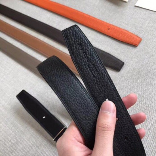 Replica Hermes Etrier Buckle Belt Black Clemence 32 MM Strap