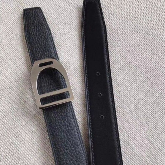 Replica Hermes Etrier Buckle Belt Black Clemence 32 MM Strap