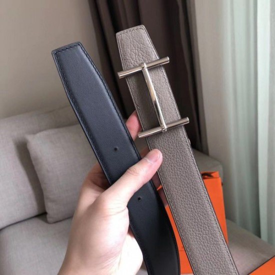 Replica Hermes H d'Ancre Reversible Belt Grey/Noir Leather Replica Hermes H d'Ancre Reversible Belt Grey/Noir Leather