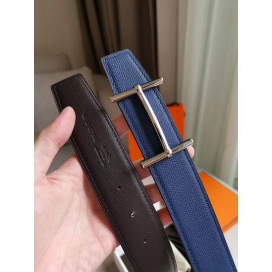 Fake Hermes H d'Ancre Reversible Belt Indigo/Black Epsom Leather Replica Replica Hermes H d'Ancre Reversible Belt Indigo/Black Epsom Leather