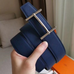 Replica Hermes H d'Ancre Reversible Belt Indigo/Black Epsom Leather