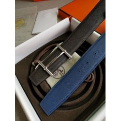Replica Hermes H d'Ancre Reversible Belt Indigo/Black Epsom Leather