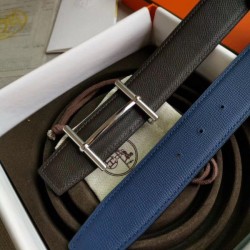 Replica Hermes H d'Ancre Reversible Belt Indigo/Black Epsom Leather