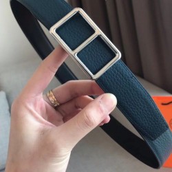 Replica Hermes Officier Reversible 38mm Belt Blue Clemence Leather