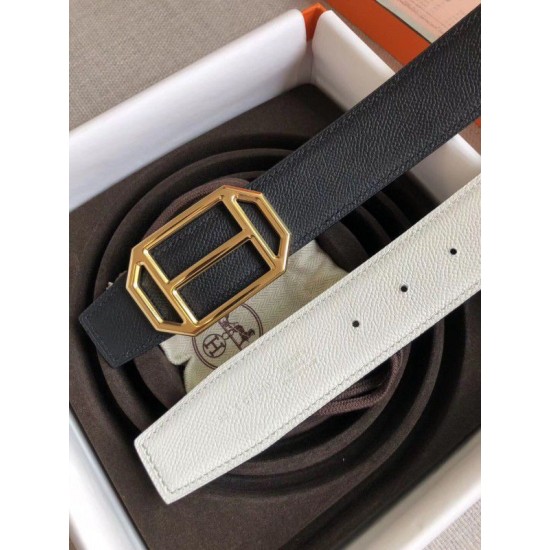 Replica Hermes Pad Reversible Belt Black/White Epsom Leather Replica Hermes Pad Reversible Belt Black/White Epsom Leather