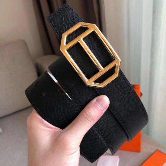 Replica Hermes Pad Reversible Belt Black/White Epsom Leather Replica Hermes Pad Reversible Belt Black/White Epsom Leather