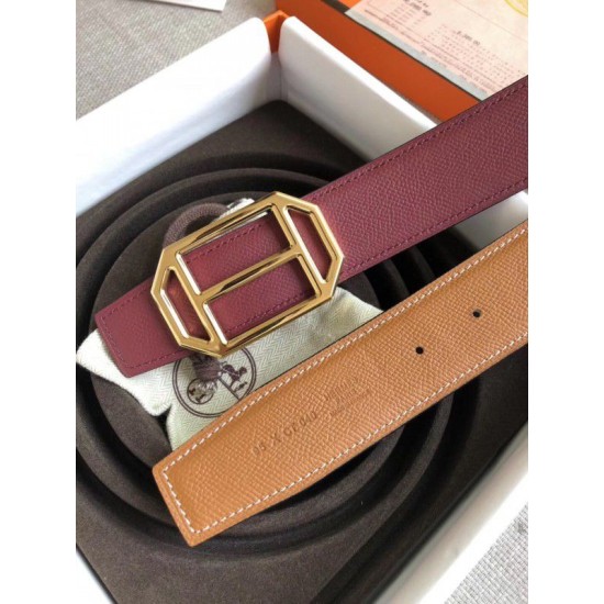 Fake Hermes Pad Reversible Belt Ruby/Brown Epsom Leather Replica Replica Hermes Pad Reversible Belt Ruby/Brown Epsom Leather