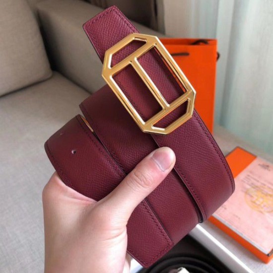 Fake Hermes Pad Reversible Belt Ruby/Brown Epsom Leather Replica Replica Hermes Pad Reversible Belt Ruby/Brown Epsom Leather