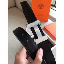 Fake Hermes Quizz 32mm Reversible Belt Blue Clemence Leather Replica