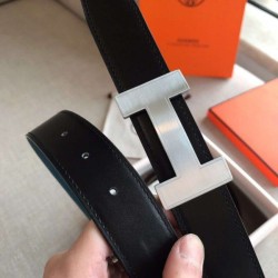 Fake Hermes Quizz 32mm Reversible Belt Blue Clemence Leather Replica