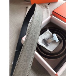 Replica Hermes Quizz 32mm Reversible Belt Grey Clemence Leather