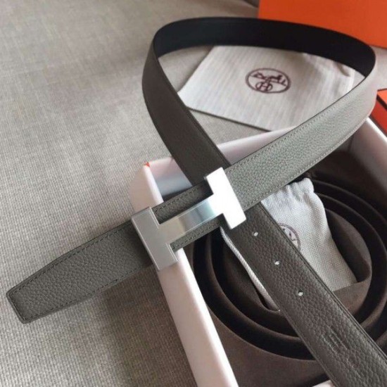 Fake Hermes Quizz 32mm Reversible Belt Grey Clemence Leather Replica Replica Hermes Quizz 32mm Reversible Belt Grey Clemence Leather