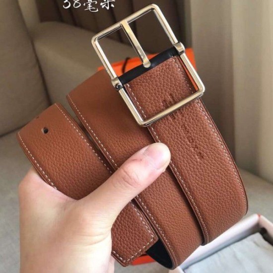 Fake Hermes Brown Saddle 38MM Reversible Belt Replica Replica Hermes Brown Saddle 38MM Reversible Belt