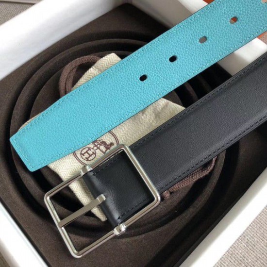 Replica Hermes Bleu Obscur Saddle 38MM Reversible Belt Replica Hermes Bleu Obscur Saddle 38MM Reversible Belt