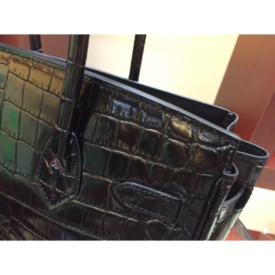 Replica Hermes Birkin 30cm 35cm Bag In Black Crocodile Leather Replica Hermes Birkin 30cm 35cm Bag In Black Crocodile Leather