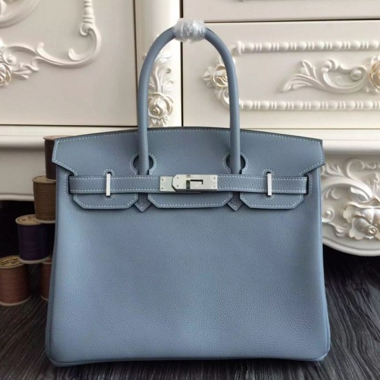 Replica Hermes Birkin 30cm 35cm Bag In Blue Lin Clemence Leather Fake Hermes Birkin 30cm 35cm Bag In Blue Lin Clemence Leather Replica